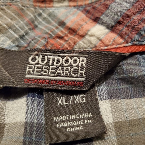 Outdoor Research Shirt‎ Men XL Blue Red Plaid Hiking Outdoors - Picture 8 of 8